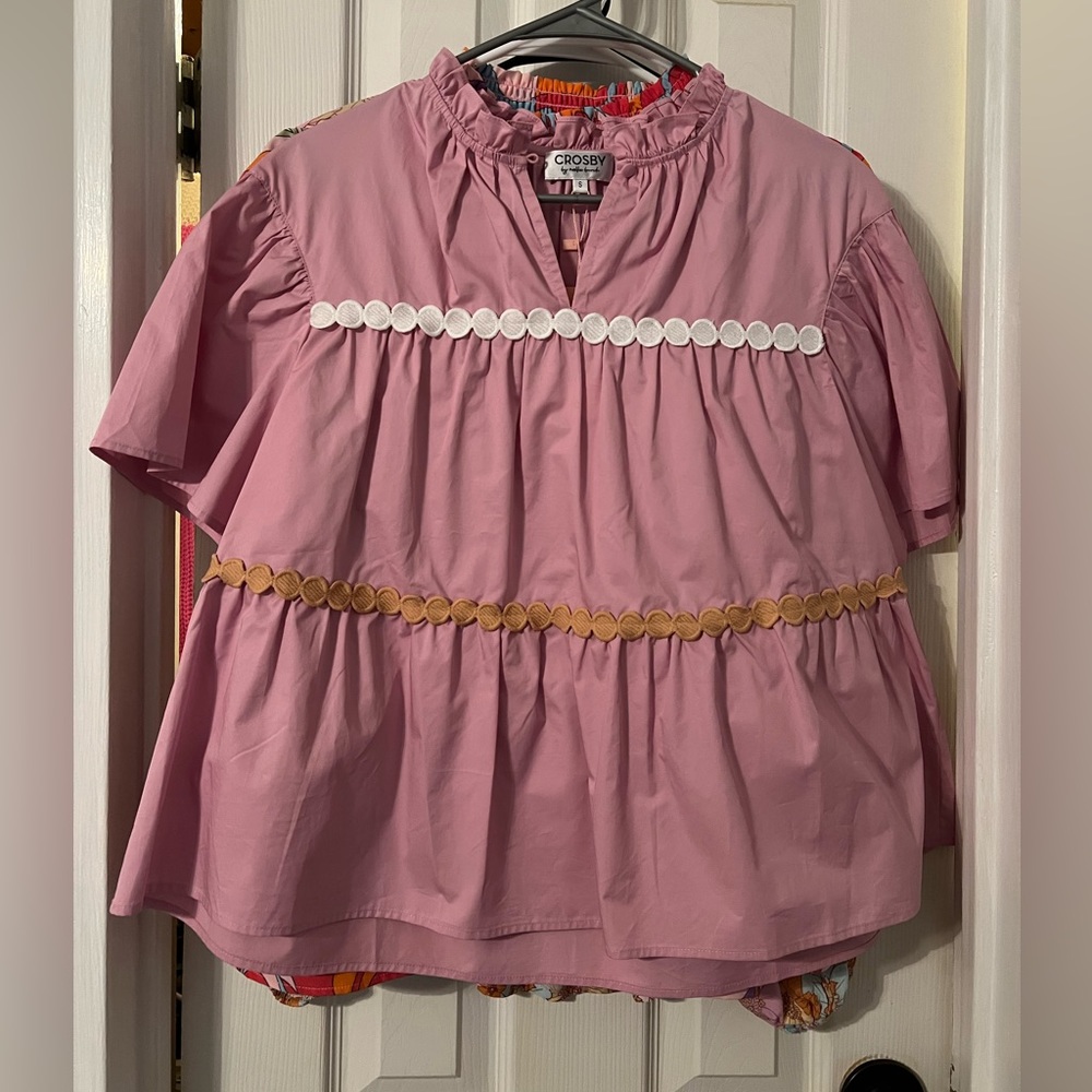 CROSBY by Mollie Burch Pink Ruffle Top